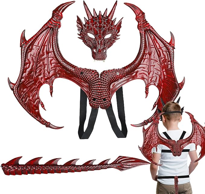 Dragon Wings, Tail and Mask Costume Dress Up Set - Full Cosplay Set - AstroBlades